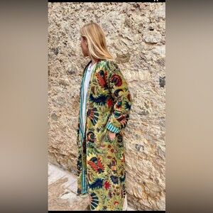 Colorful Patterned Velvet lined Kimono/Jacket with pockets. From Spain